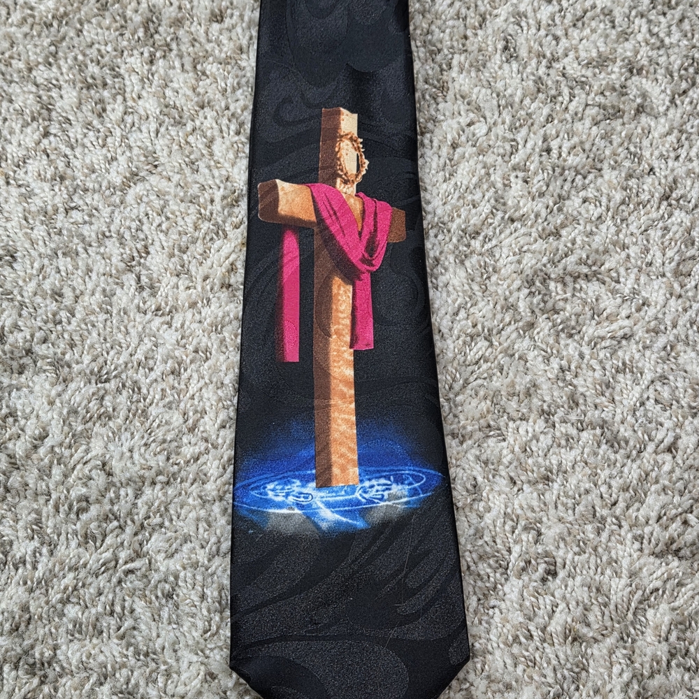 Elegant Black Tie with Cross Design